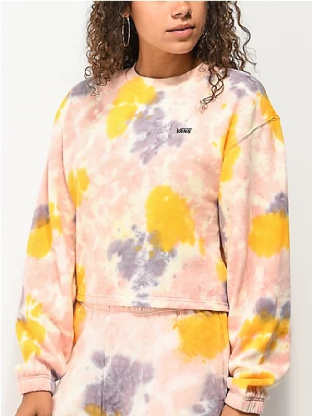 Vans Tie Dye Grunge Wash Crop Crew Sweatshirt
